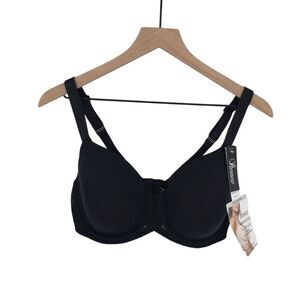 Paramour Full Figure Seamless Side Smoother Bra 36DD Black 245033 Underwire NWT